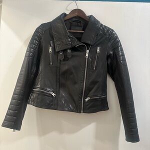 All Saints Black Quilted Leather Jacket
